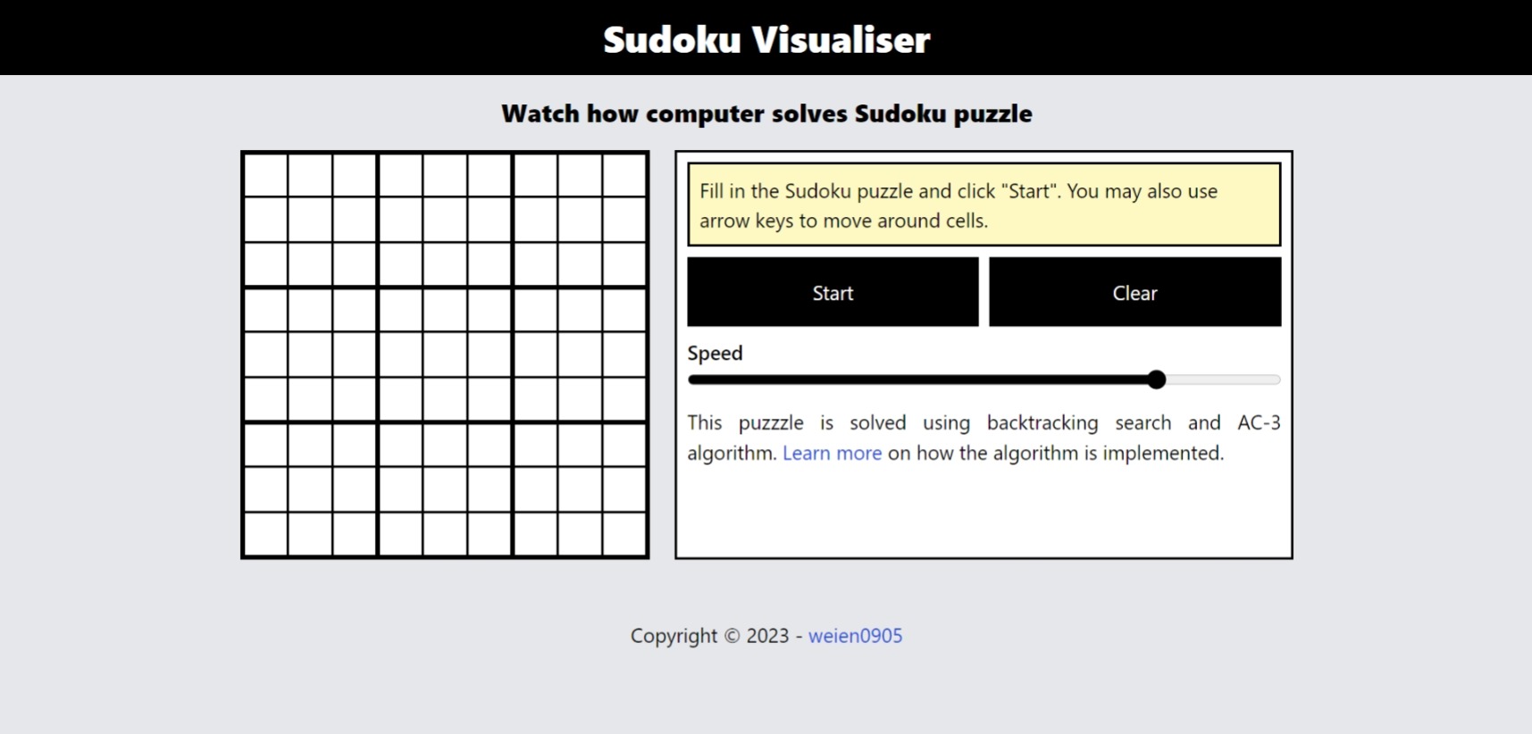 Sudoku Visualiser Website